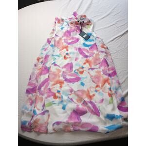 DKNY Chiffon Watercolor Print A-line Dress Size 8 NWT Sleeveless Short Artsy